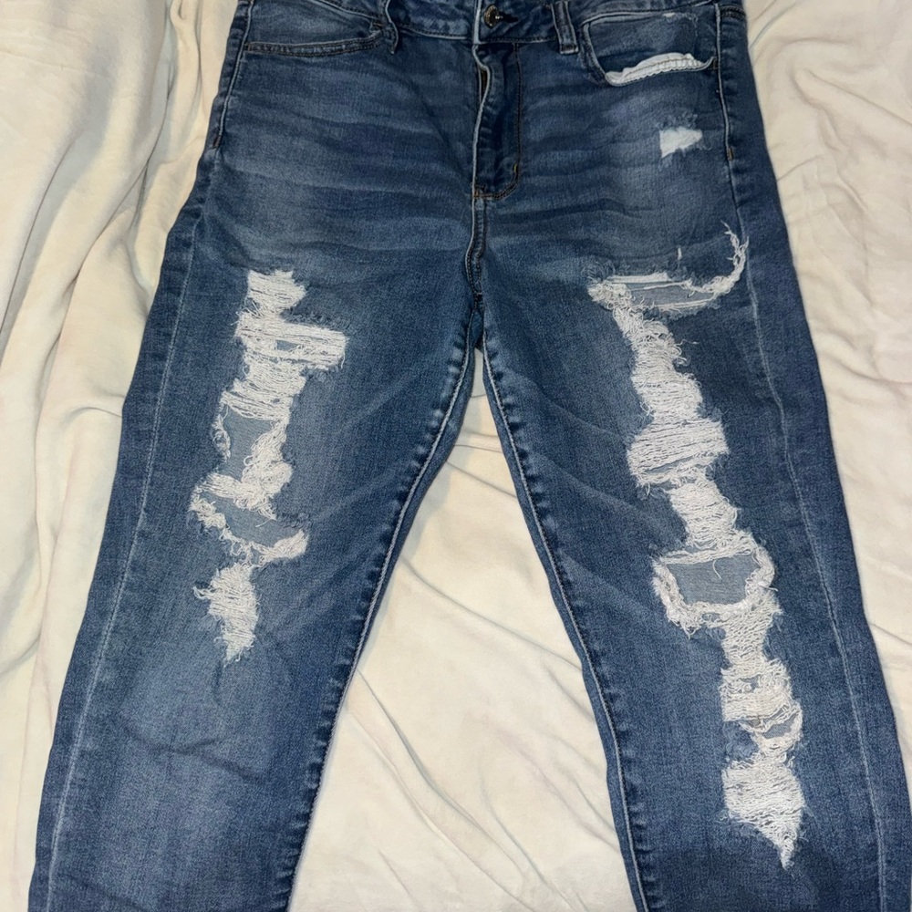 American Eagle Outfitters Ripped Blue Skinny Jeans